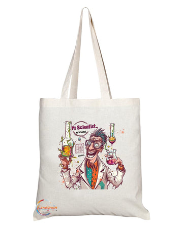 TB1849 Mr Scientist Tote Bag - Gift for Scientists, Researchers, Lab Enthusiasts - Durable, Stylish, Eco-Friendly, Reusable, Spacious, and Lightweight
