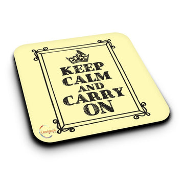 ER122 KEEP CALM AND CARRY ON Novelty Present Gift Printed MDF Wooden Coaster