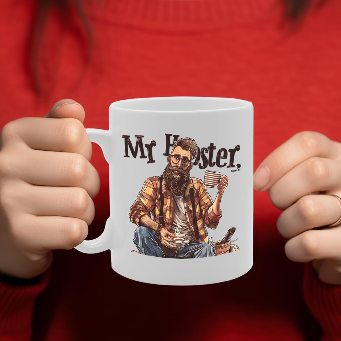 Mr Hipster Souvenir  – Depicting A Trendy Hipster With Iconic Style – Memory Keepsake For Fashion And Culture Enthusiasts – Mr Hipster Memorabilia Mg6253 - Funny Printed Coffee Mug - Great Gift Idea