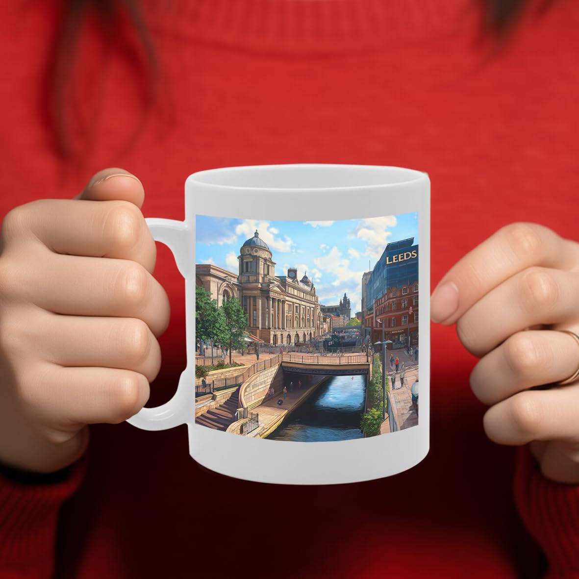 Printed Coffee Ceramic  Featuring Cities And Landmarks In United Kingdom (Leeds) - Funny Printed Coffee Mug - Great Gift Idea