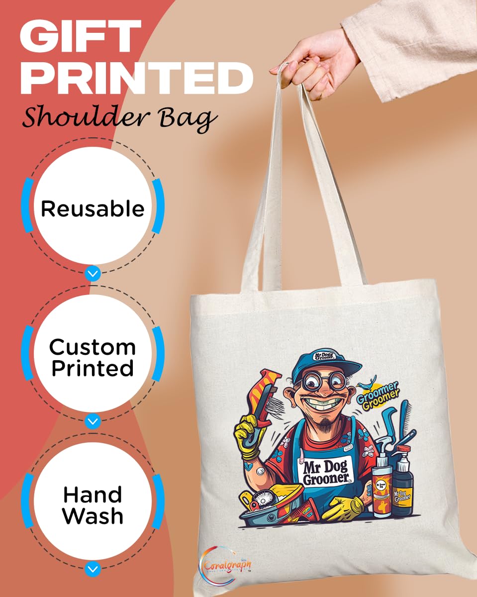 TB1885 Mr Dog Groomer Tote Bag - Gift for Dog Groomers, Pet Care Professionals, Animal Lovers - Durable, Stylish, Eco-Friendly, Reusable, Spacious, and Lightweight