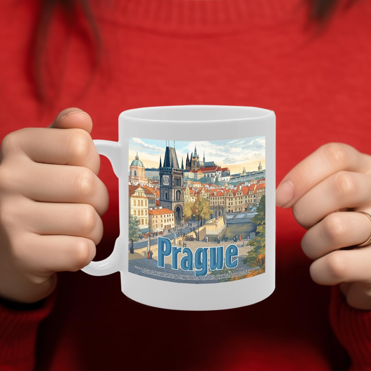 11Oz Dishwasher-Safe Ceramic  Featuring Popular Cities & Capitals From Europe And Around The World (Prague) - Funny Printed Coffee Mug - Great Gift Idea