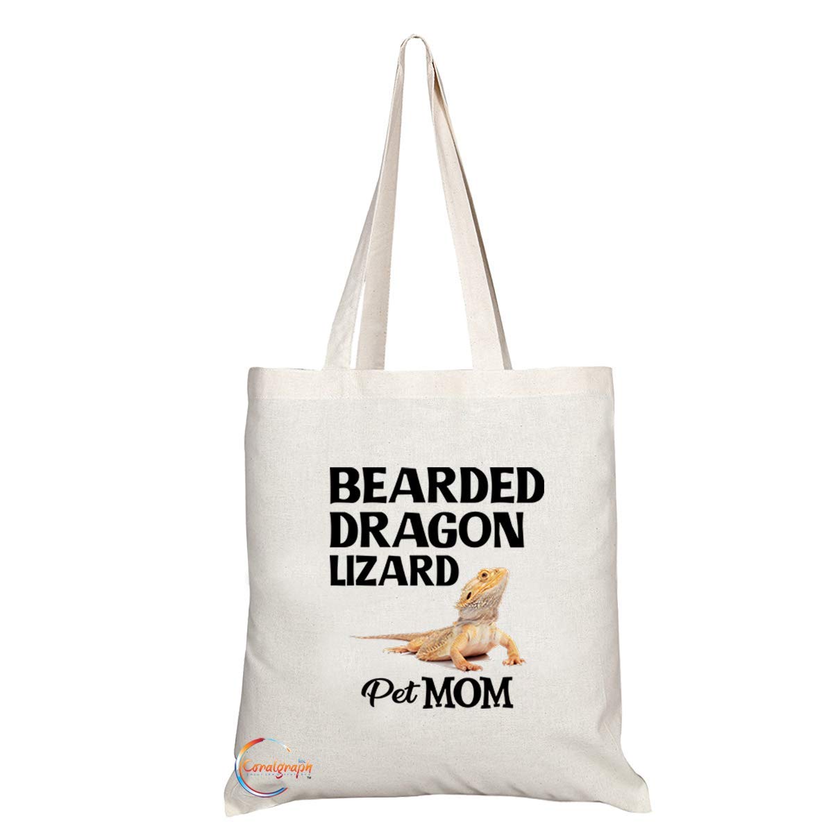 TB622 Pet MOM BEARDED DRAGON LIZARD Novelty Present Gift Printed Eco-Friendly Stylish Long Handled Tote Shoulder Bag