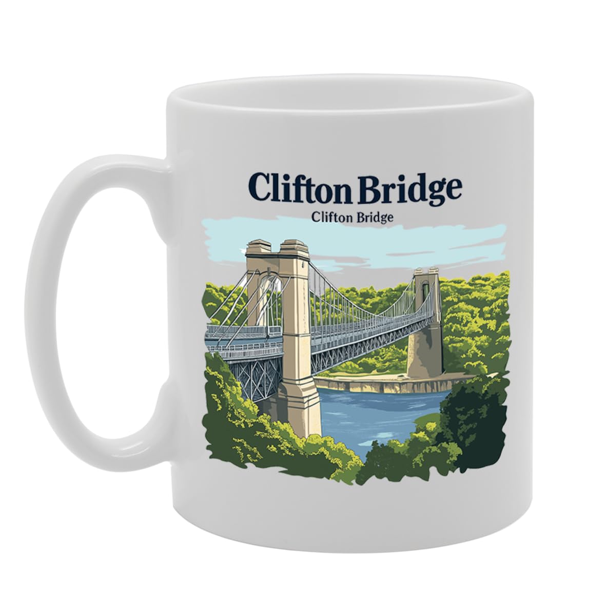 Printed Coffee Ceramic  Featuring Cities And Landmarks In United Kingdom (Clifton Bridge) - Funny Printed Coffee Mug - Great Gift Idea