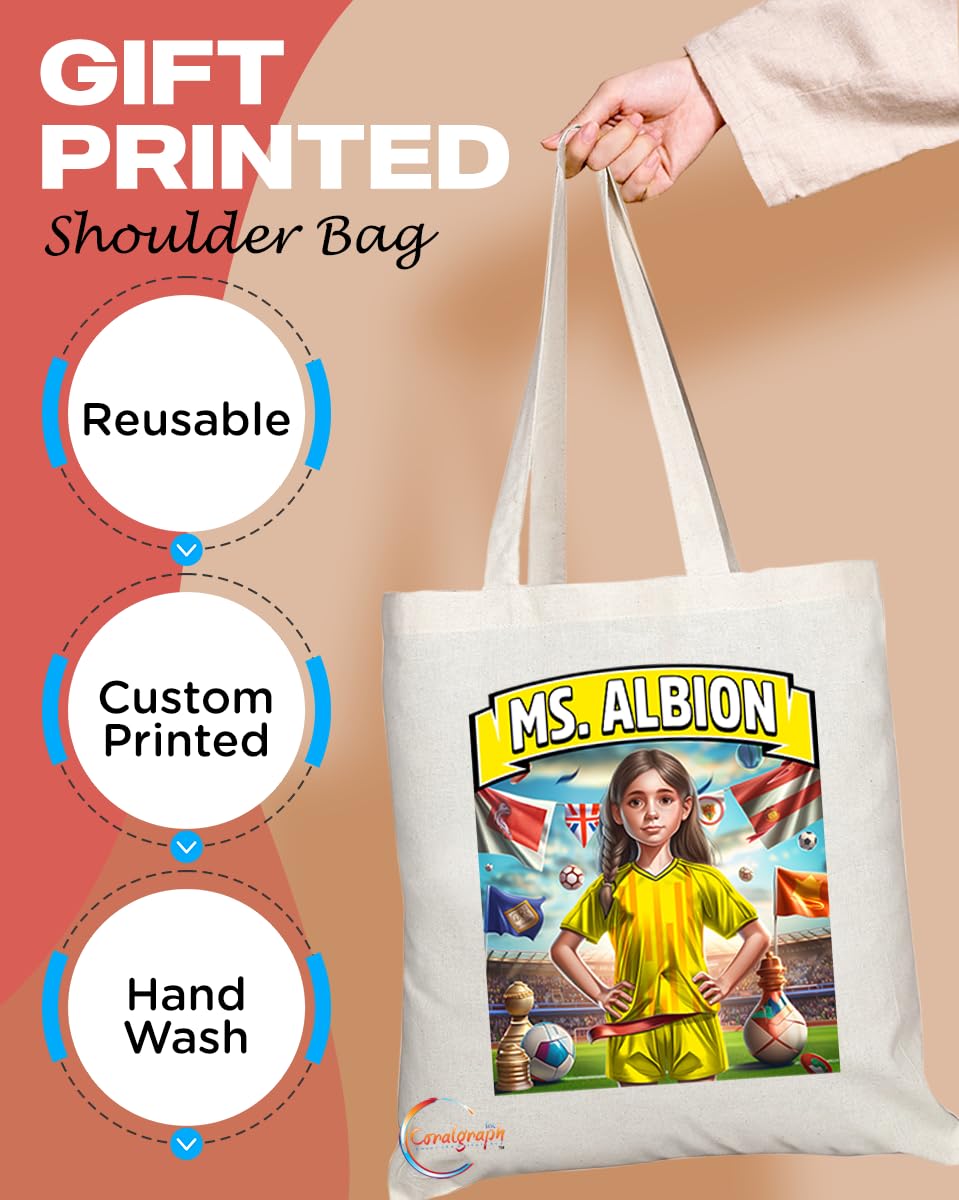 TB1663 Ms Albion Footie Fan Lady Girl Tote Bag - Eco-Friendly, Stylish, Long Handled, Perfect Novelty Gift by