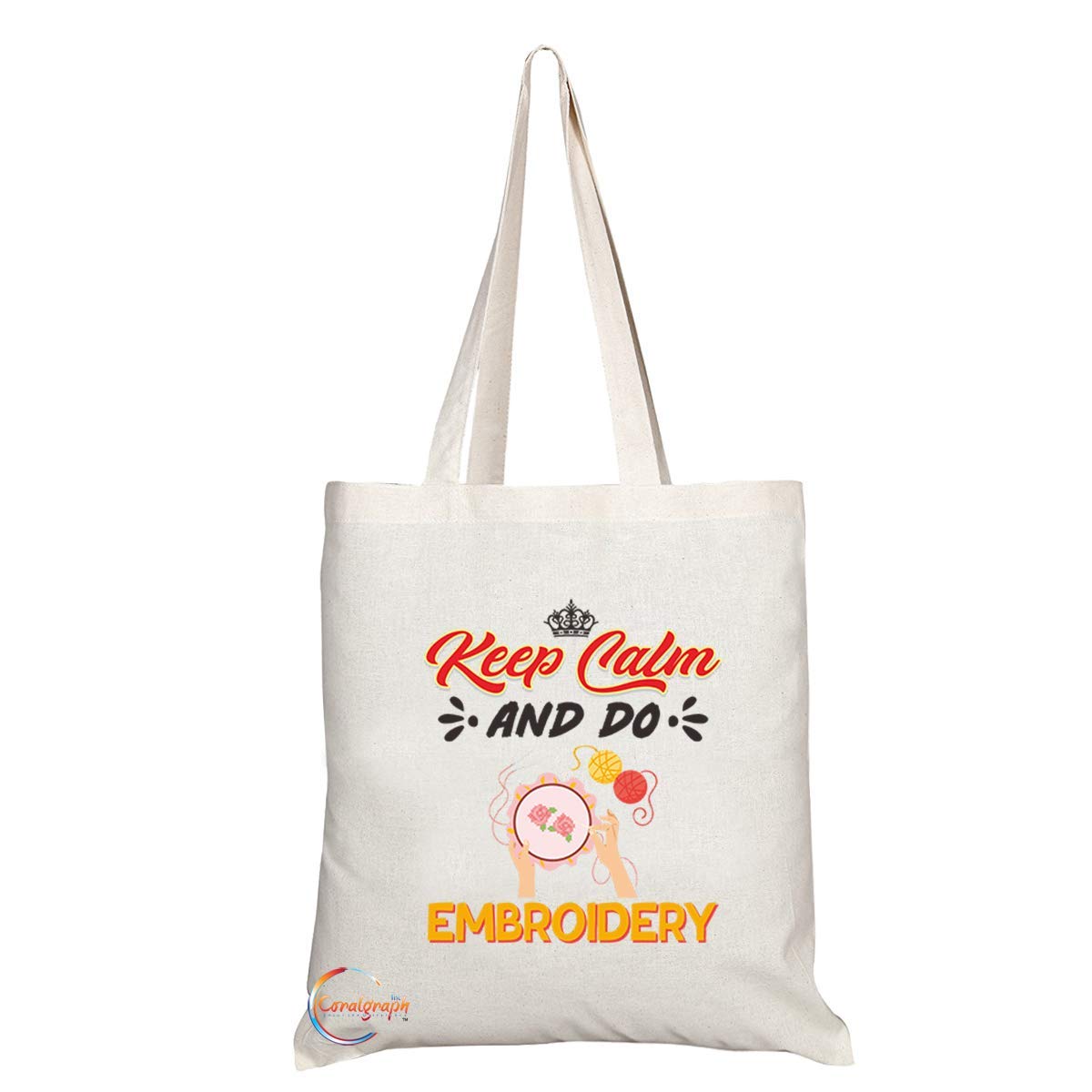TB1063 Keep Calm and Do Embroidery Novelty Present Gift Printed Eco-Friendly Stylish Long Handled Tote Shoulder Bag