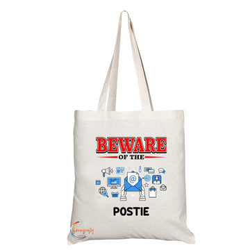 TB868 Beware of the Postie Novelty Present Gift Printed Eco-Friendly Stylish Long Handled Tote Shoulder Bag