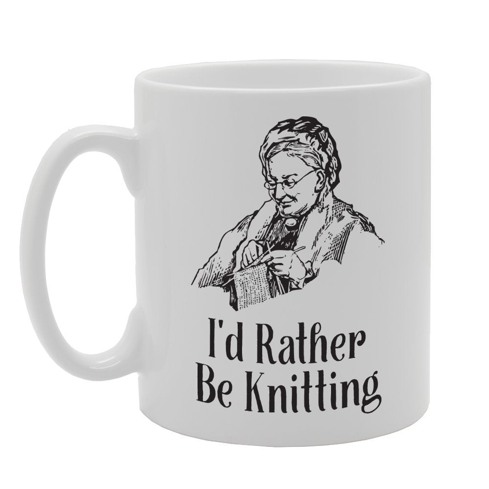 I'D Rather Be Knitting   Printed Tea Coffee Ceramic  Mg3451 - Funny Printed Coffee Mug - Great Gift Idea