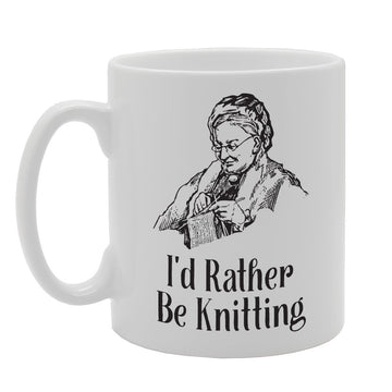 I'D Rather Be Knitting   Printed Tea Coffee Ceramic  Mg3451 - Funny Printed Coffee Mug - Great Gift Idea