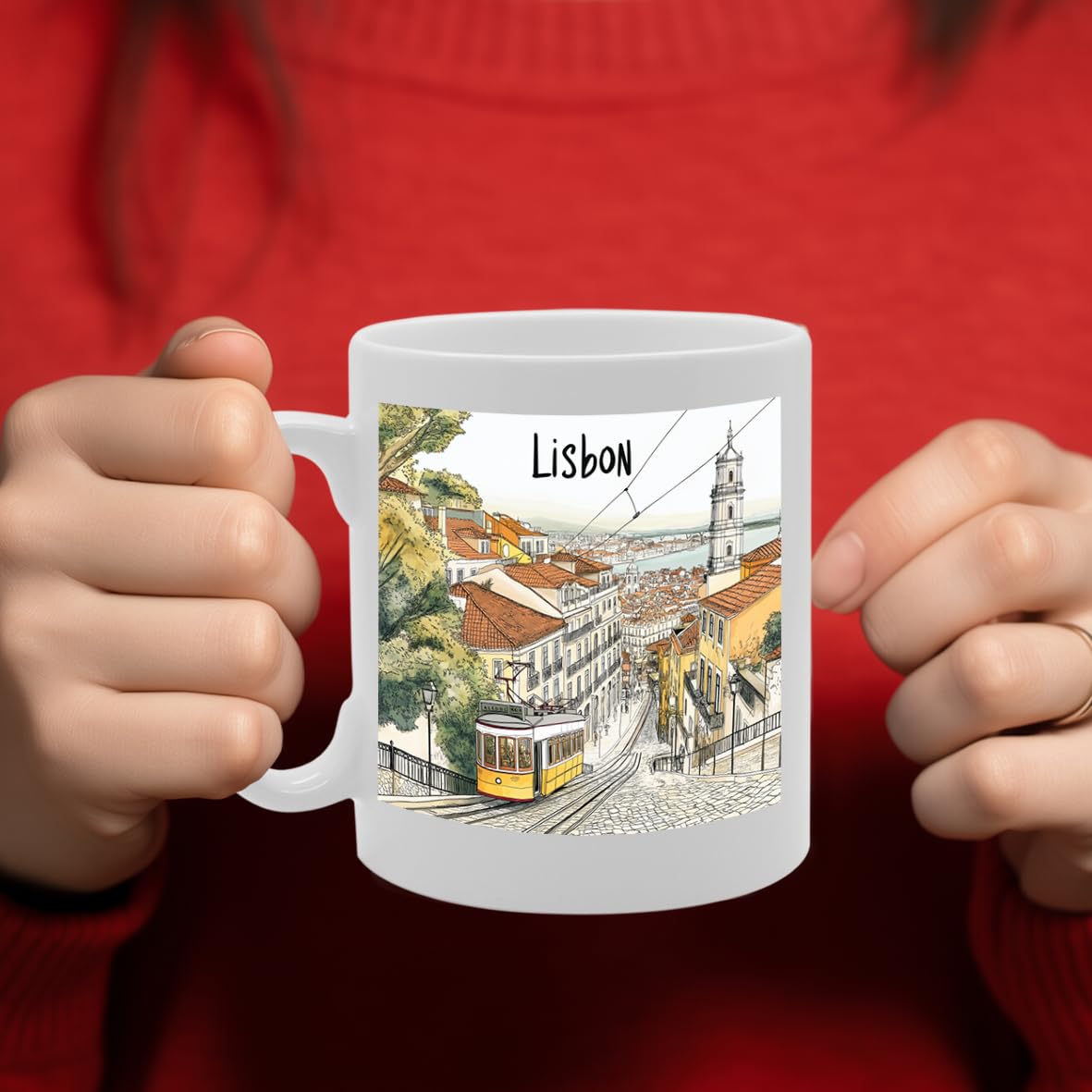 11Oz Dishwasher-Safe Ceramic  Featuring Popular Cities & Capitals From Europe And Around The World (Lisbon) - Funny Printed Coffee Mug - Great Gift Idea