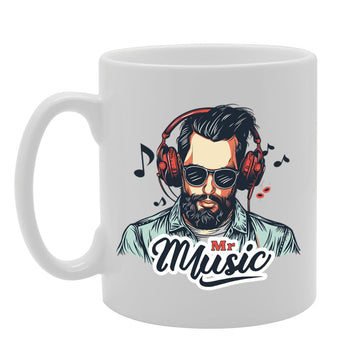Mr Music  - Ideal For Music Lovers And Musicians, 11Oz Ceramic Coffee  For Instrumentalists And Melody Enthusiasts Mg5928 - Funny Printed Coffee Mug - Great Gift Idea