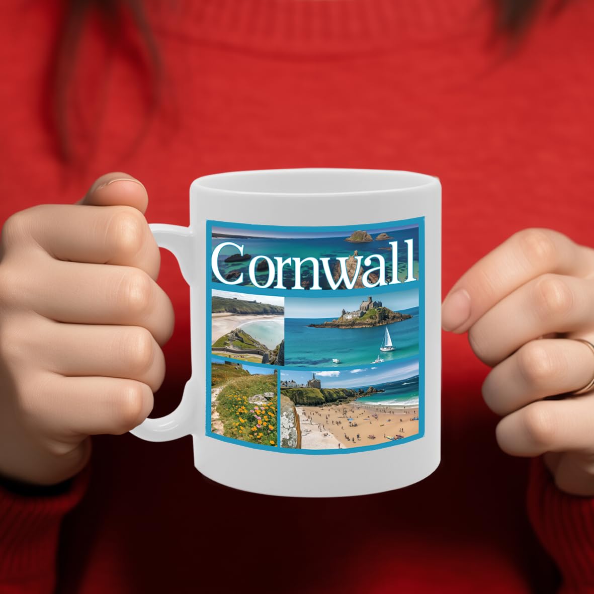 Printed Coffee Ceramic  Featuring Cities And Landmarks In United Kingdom (Cornwall) - Funny Printed Coffee Mug - Great Gift Idea