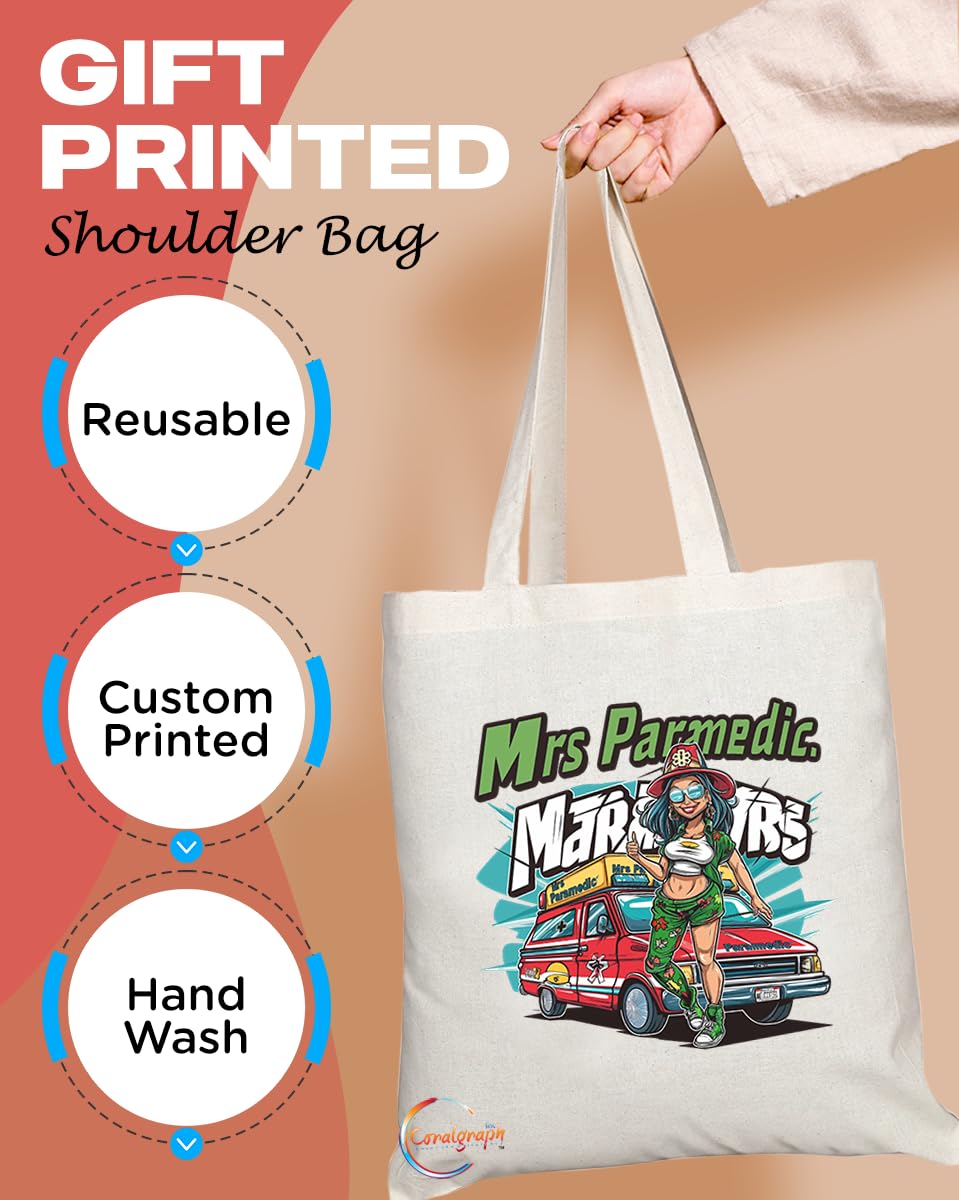 TB1892 Mrs Paramedic Tote Bag - Great Gift for Female Paramedics, EMTs, First Responders - Durable, Stylish, Eco-Friendly, Reusable, Spacious, and Lightweight