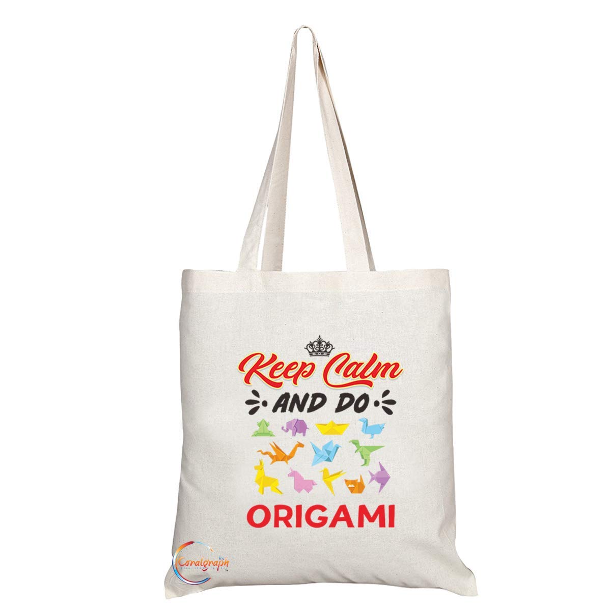 TB1066 Keep Calm and Do Origami Novelty Present Gift Printed Eco-Friendly Stylish Long Handled Tote Shoulder Bag