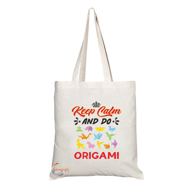 TB1066 Keep Calm and Do Origami Novelty Present Gift Printed Eco-Friendly Stylish Long Handled Tote Shoulder Bag