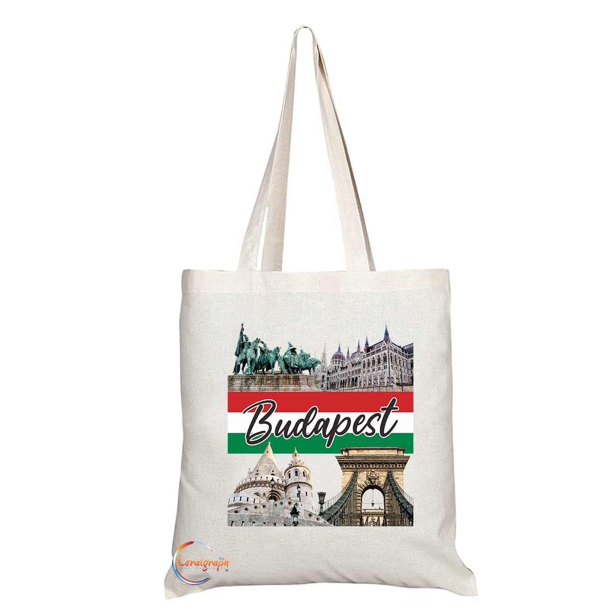 TB1549 Budapest Hungary -A Novelty Present Gift Printed Eco-Friendly Stylish Long Handled Tote Shoulder Bag