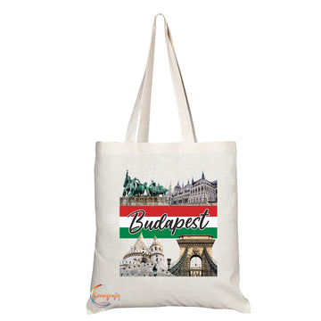 TB1549 Budapest Hungary -A Novelty Present Gift Printed Eco-Friendly Stylish Long Handled Tote Shoulder Bag