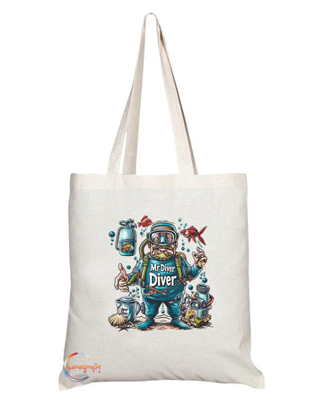TB1889 Mr Diver Tote Bag - Great Gift for Divers, Scuba Enthusiasts, Underwater Explorers - Durable, Stylish, Eco-Friendly, Reusable, Spacious, and Lightweight