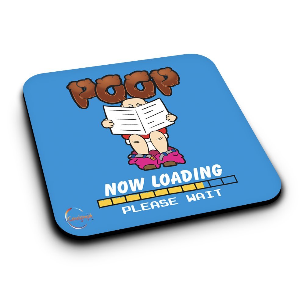 ER335 POOP Now Loading Please Wait Novelty Present Gift Printed MDF Wooden Coaster
