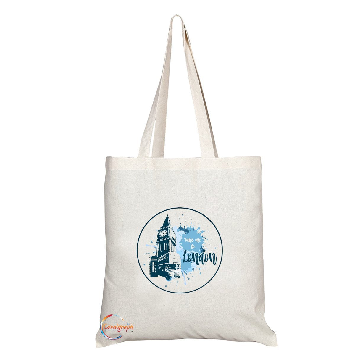 TB041 TAKE ME TO LONDON Novelty Present Gift Printed Eco-Friendly Stylish Long Handled Tote Shoulder Bag