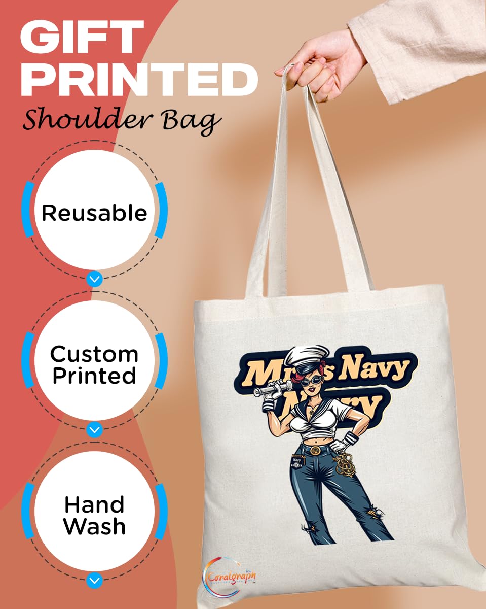 TB1803 Mrs Navy Tote Bag - Gift for Navy Personnel, Military Enthusiasts, Veterans - Durable, Stylish, Eco-Friendly, Reusable, Spacious, and Lightweight