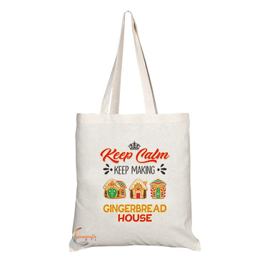 TB1078 Keep Calm and Keep Making Gingerbread House Novelty Present Gift Printed Eco-Friendly Stylish Long Handled Tote Shoulder Bag