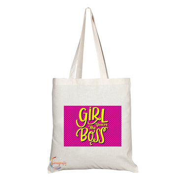 TB138 Girl You're The Boss Novelty Present Gift Printed Eco-Friendly Stylish Long Handled Tote Shoulder Bag