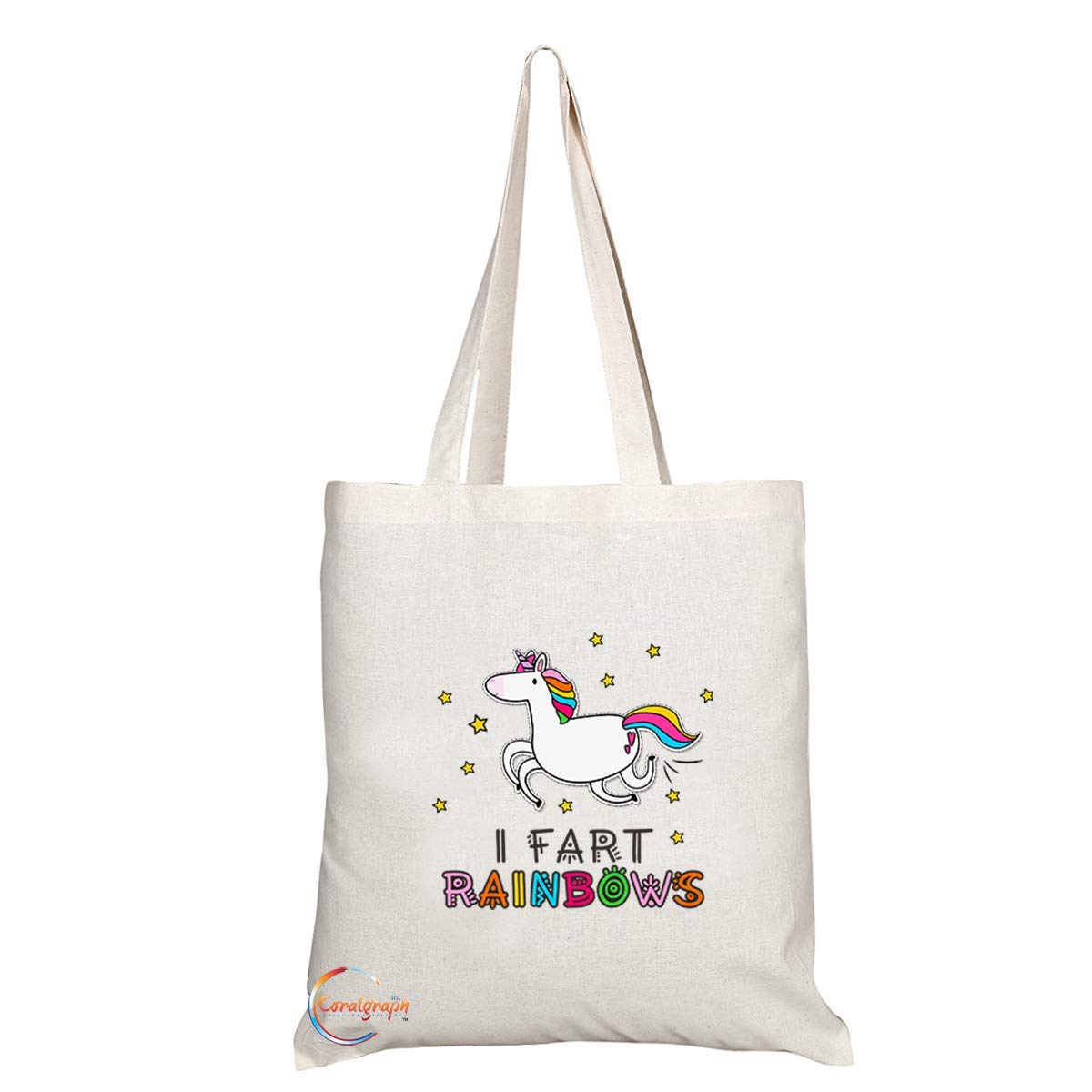 TB729 I Fart Rainbows Unicorn Novelty Present Gift Printed Eco-Friendly Stylish Long Handled Tote Shoulder Bag