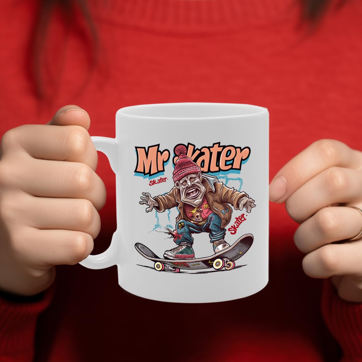 Mr Skater Ceramic  - Ideal For Skateboarders, Extreme Sports Enthusiasts, And Skater Fans - 11Oz Coffee  With Cool Design Mg6270 - Funny Printed Coffee Mug - Great Gift Idea