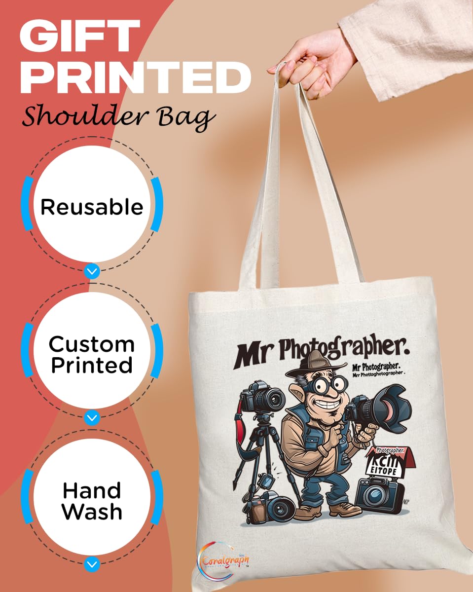 TB1873 Mr Photographer Tote Bag - Gift for Photographers, Photography Enthusiasts, Artists - Durable, Stylish, Eco-Friendly, Reusable, Spacious, and Lightweight