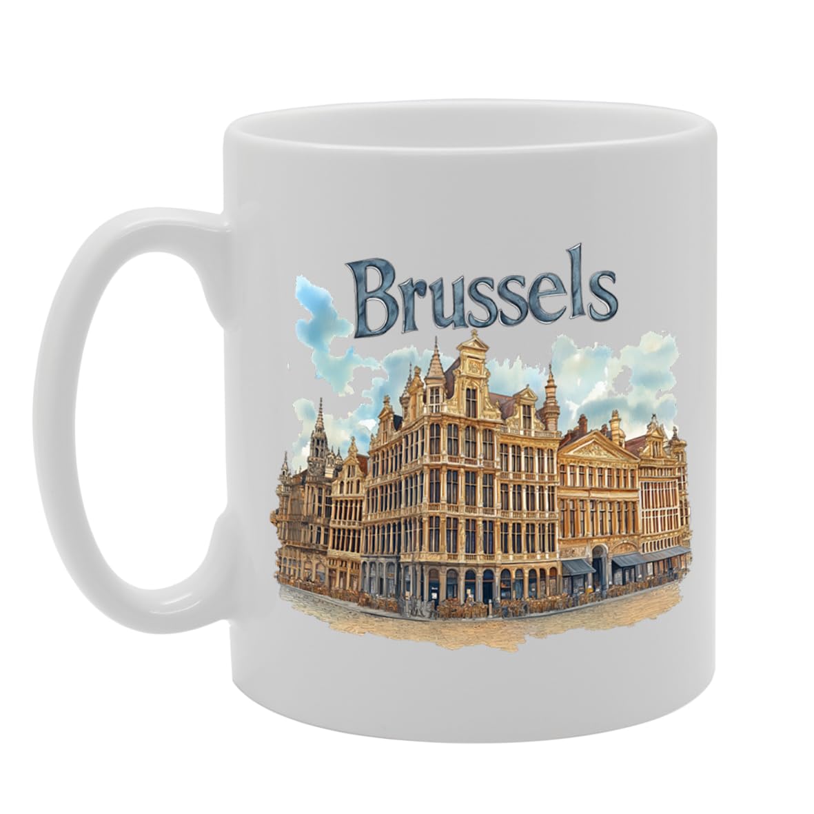 11Oz Dishwasher-Safe Ceramic  Featuring Popular Cities & Capitals From Europe And Around The World (Brussels) - Funny Printed Coffee Mug - Great Gift Idea