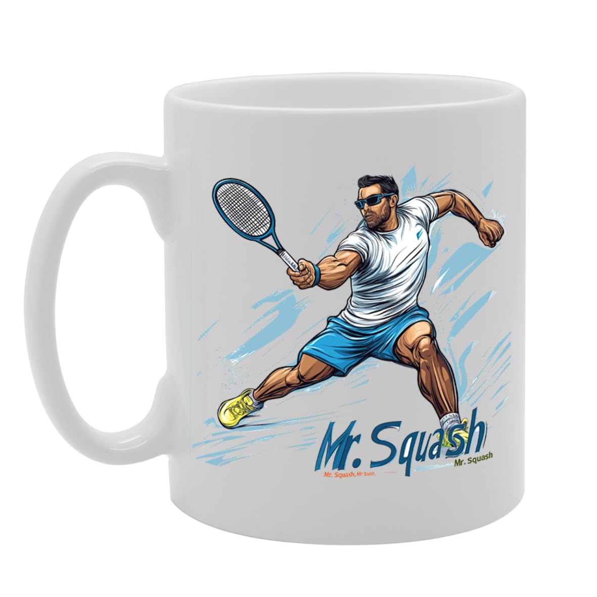 11Oz Ceramic  Featuring Popular Sports Designs From Around The World – Ideal For Sports Fans And Enthusiasts (Squash Mg6573) - Funny Printed Coffee Mug - Great Gift Idea