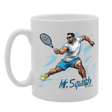 11Oz Ceramic  Featuring Popular Sports Designs From Around The World – Ideal For Sports Fans And Enthusiasts (Squash Mg6573) - Funny Printed Coffee Mug - Great Gift Idea
