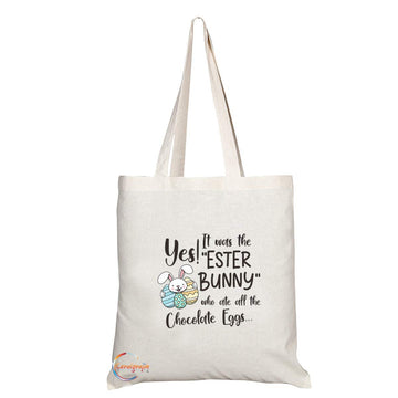 TB780 Yes It Was The Easter Bunny Who Ate All The Chocolate Eggs Novelty Present Gift Printed Eco-Friendly Stylish Long Handled Tote Shoulder Bag