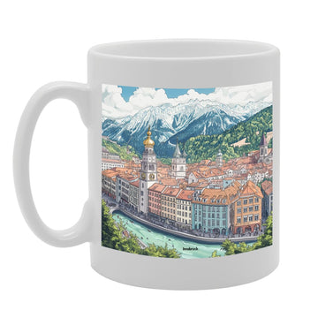 11Oz Dishwasher-Safe Ceramic  Featuring Popular Cities & Capitals From Europe And Around The World (Innsbruck) - Funny Printed Coffee Mug - Great Gift Idea