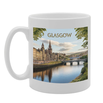 Printed Coffee Ceramic  Featuring Cities And Landmarks In United Kingdom (Glasgow) - Funny Printed Coffee Mug - Great Gift Idea
