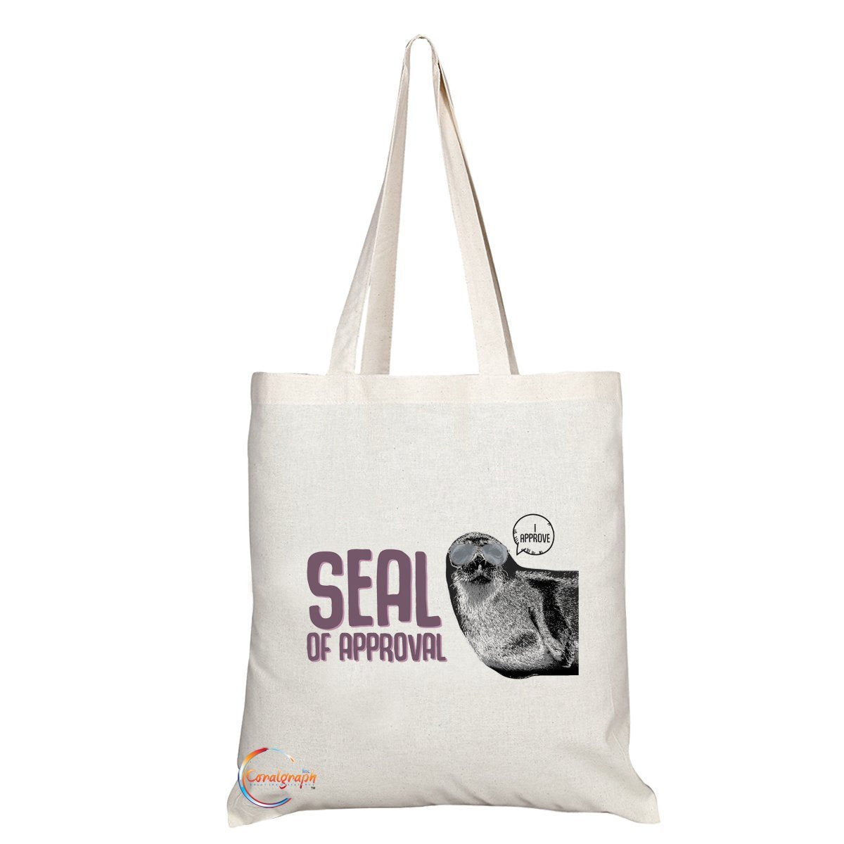 TB174 SEAL OF APPROVAL Novelty Present Gift Printed Eco-Friendly Stylish Long Handled Tote Shoulder Bag