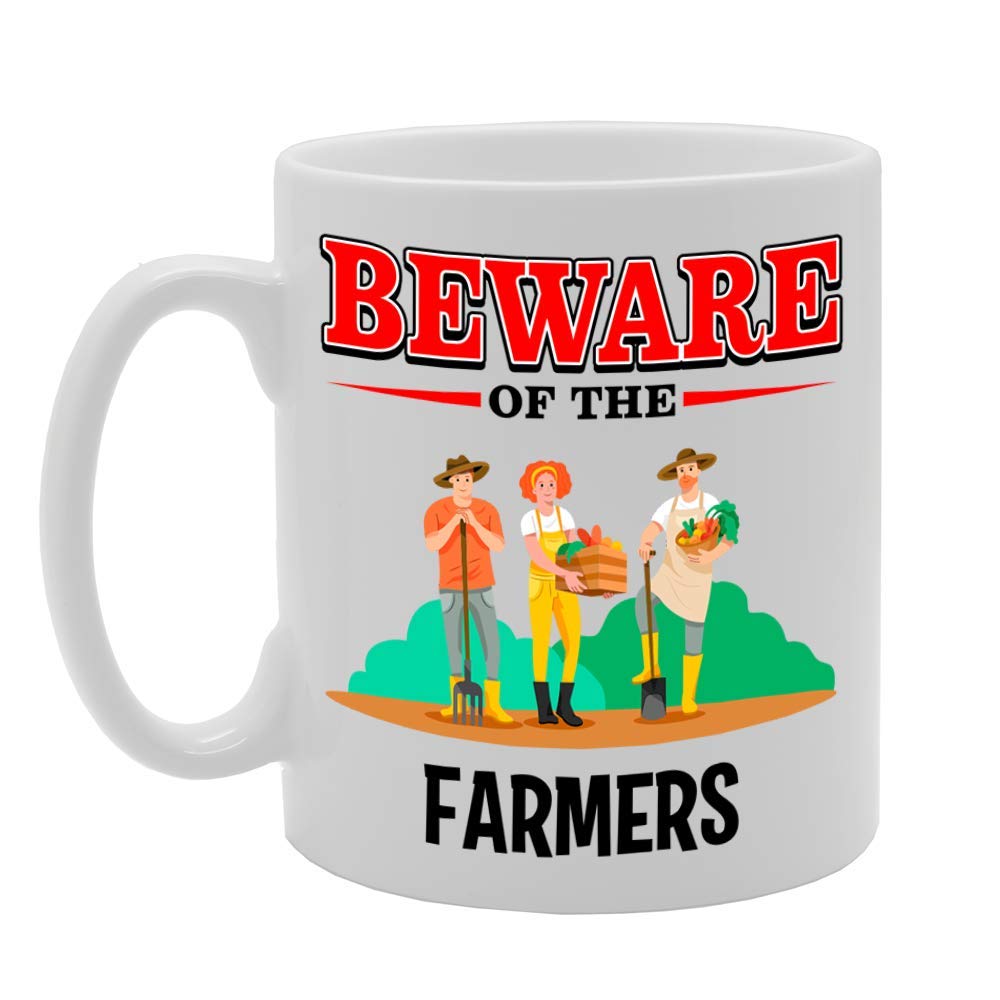 Beware Of The Farmer   Printed Tea Coffee Ceramic  Mg4852 - Funny Printed Coffee Mug - Great Gift Idea