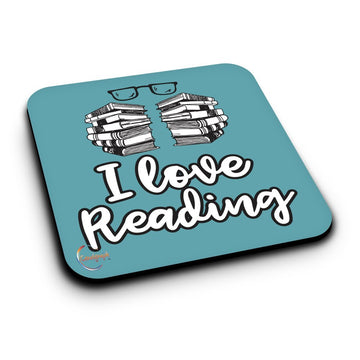 ER283 I Love Reading Novelty Present Gift Printed MDF Wooden Coaster