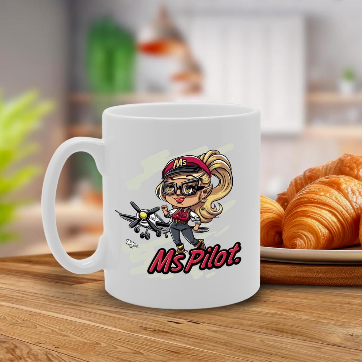Ms Pilot Ceramic  - Ideal For Female Pilots, Aviation Enthusiasts, And Flight Professionals - 11Oz Coffee  With Empowering Design Mg6286 - Funny Printed Coffee Mug - Great Gift Idea