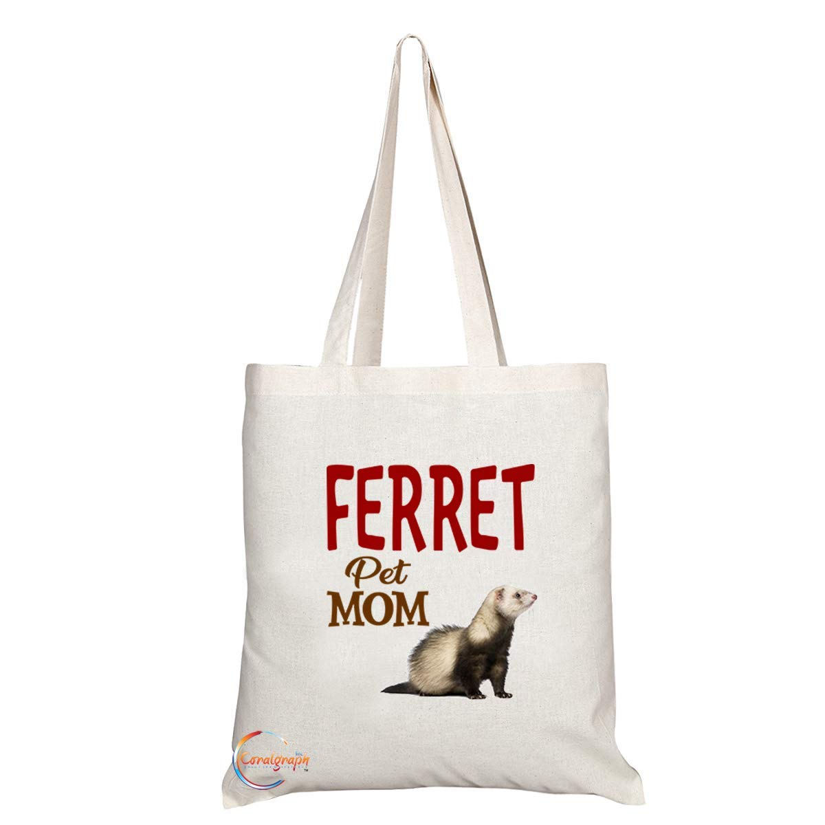 TB619 Pet MOM FERRET Novelty Present Gift Printed Eco-Friendly Stylish Long Handled Tote Shoulder Bag