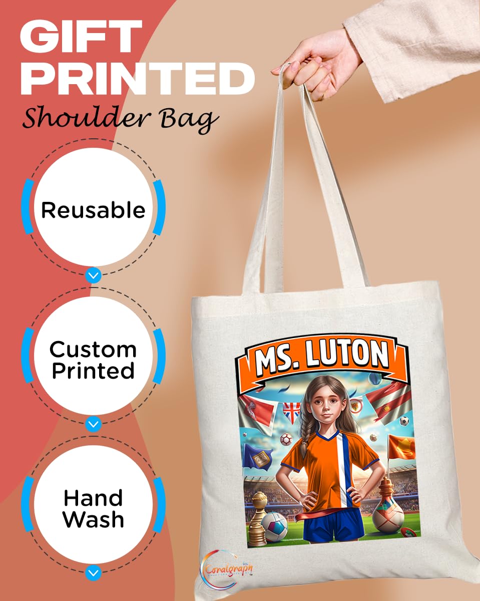 TB1617 Ms Luton Footie Fan Lady Girl Tote Bag - Eco-Friendly, Stylish, Long Handled, Perfect Novelty Gift by