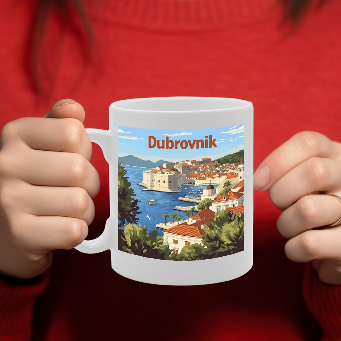 11Oz Dishwasher-Safe Ceramic  Featuring Popular Cities & Capitals From Europe And Around The World (Dubrovnik) - Funny Printed Coffee Mug - Great Gift Idea