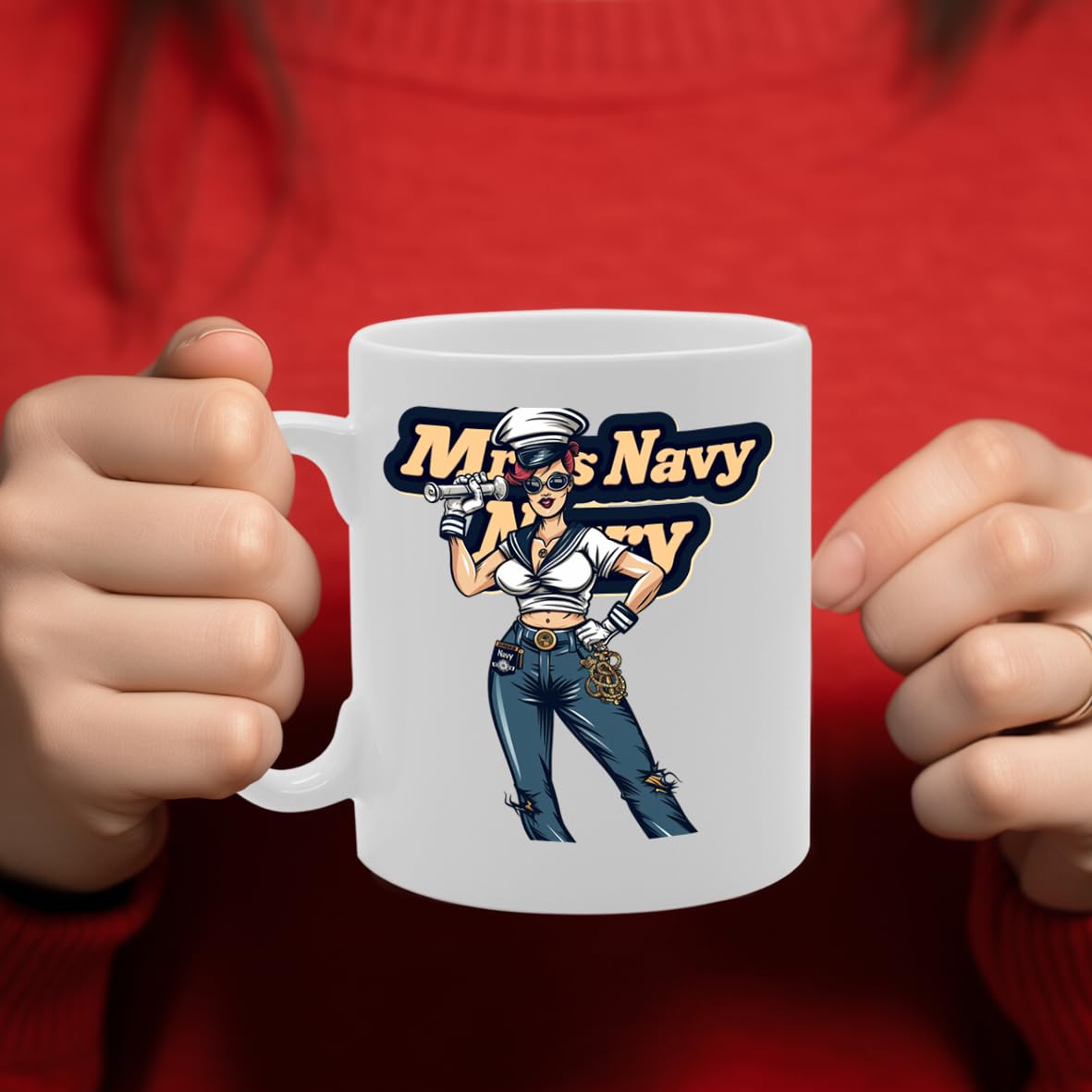 Mrs Navy  - Ideal For Navy Personnel, Military Enthusiasts, Veterans - Dishwasher Safe Mg6004 - Funny Printed Coffee Mug - Great Gift Idea