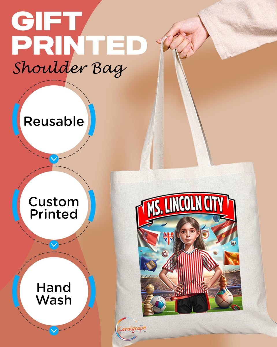 TB1651 Ms Lincoln City Footie Fan Lady Girl Tote Bag - Eco-Friendly, Stylish, Long Handled, Perfect Novelty Gift by