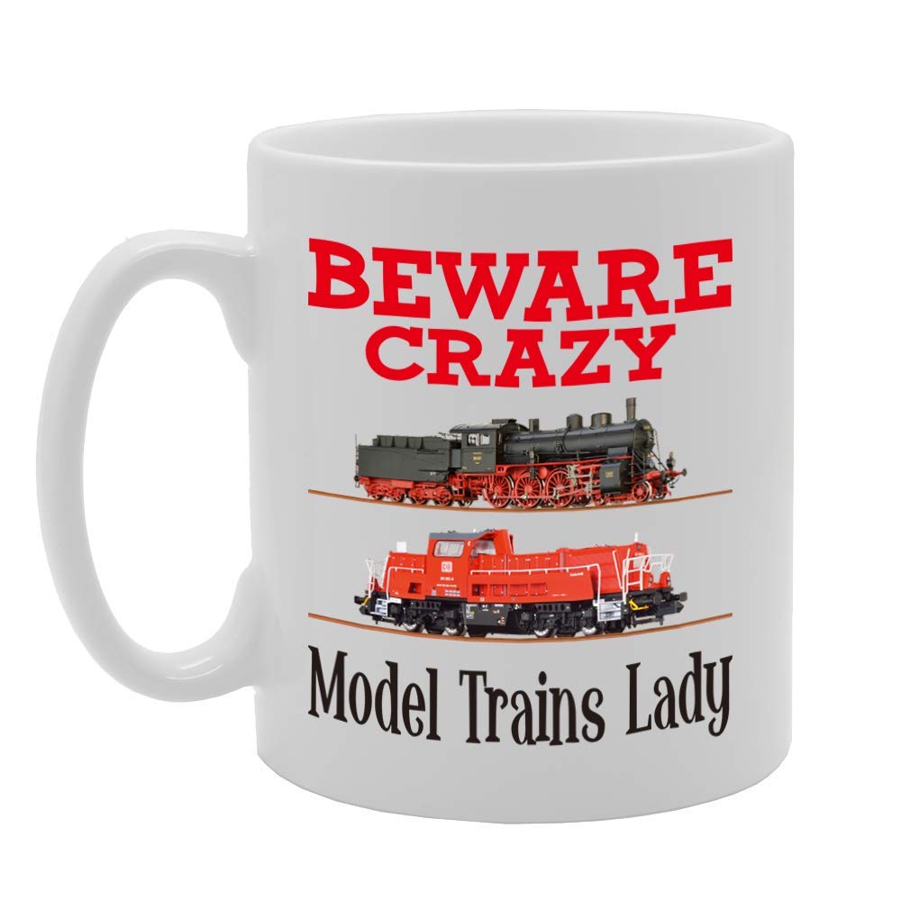 Beware Crazy Model Trains Lady   Printed Tea Coffee Ceramic  Mg4401 - Funny Printed Coffee Mug - Great Gift Idea