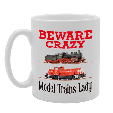 Beware Crazy Model Trains Lady   Printed Tea Coffee Ceramic  Mg4401 - Funny Printed Coffee Mug - Great Gift Idea