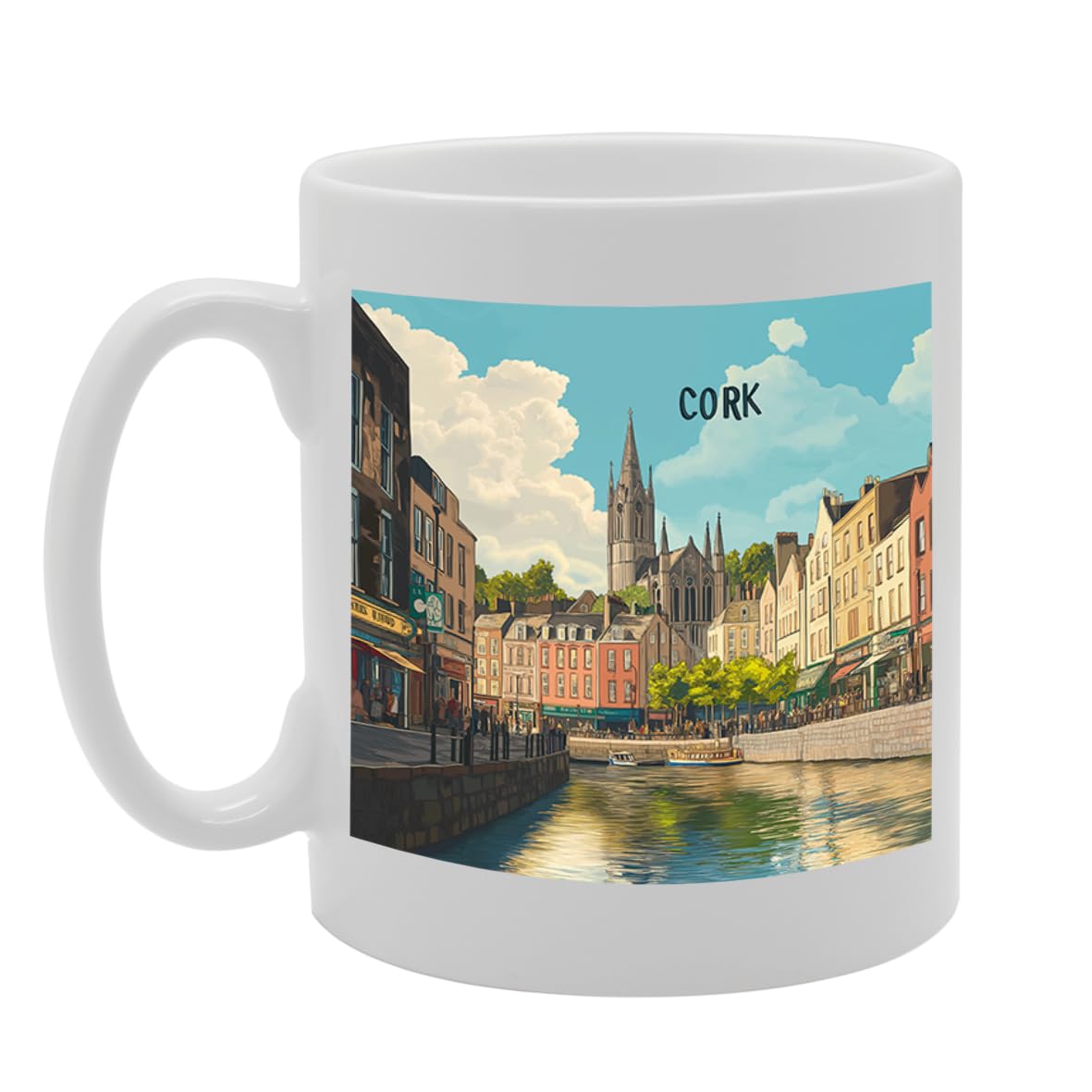 Printed Coffee Ceramic  Featuring Cities And Landmarks In United Kingdom (Cork) - Funny Printed Coffee Mug - Great Gift Idea
