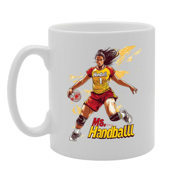 11Oz Ceramic  Featuring Popular Sports Designs From Around The World – Ideal For Sports Fans And Enthusiasts (Handball Mg6592) - Funny Printed Coffee Mug - Great Gift Idea