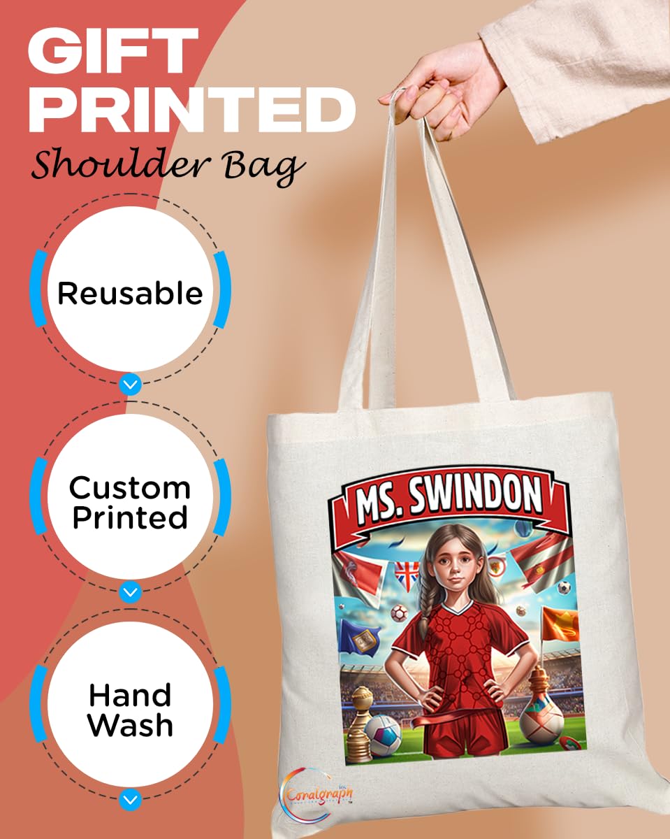 TB1688 Ms Swindon Footie Fan Lady Girl Tote Bag - Eco-Friendly, Stylish, Long Handled, Perfect Novelty Gift by
